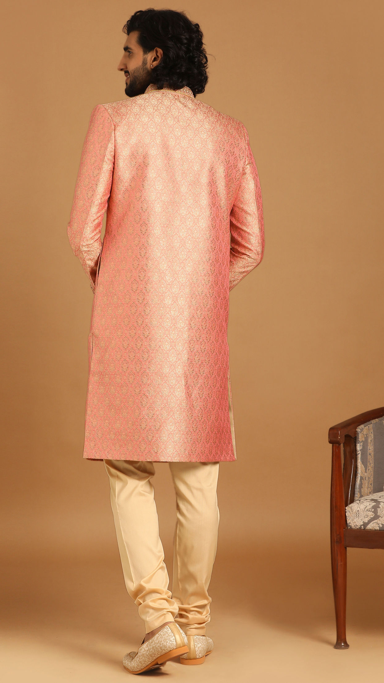 Manyavar Men Elegant Rani Pink Sherwani