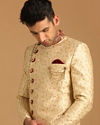 Manyavar Men Minimalist Light Beige Sherwani