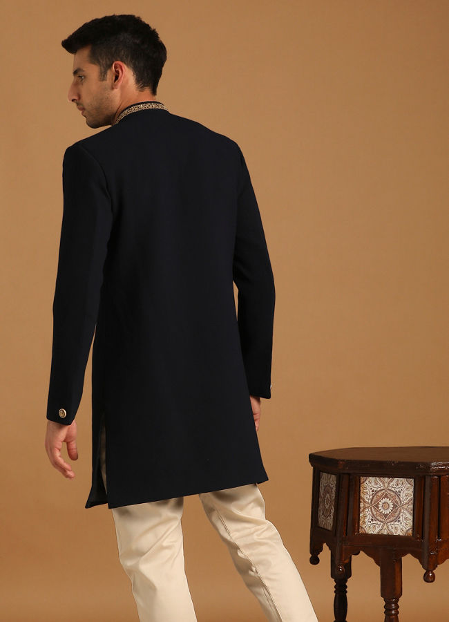 Manyavar Men Vibrant Blue Indo Western