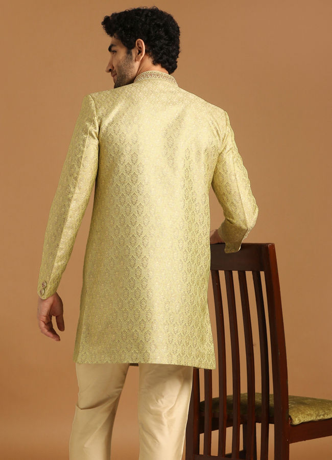 alt message - Manyavar Men Charismatic Green Indo Western image number 2