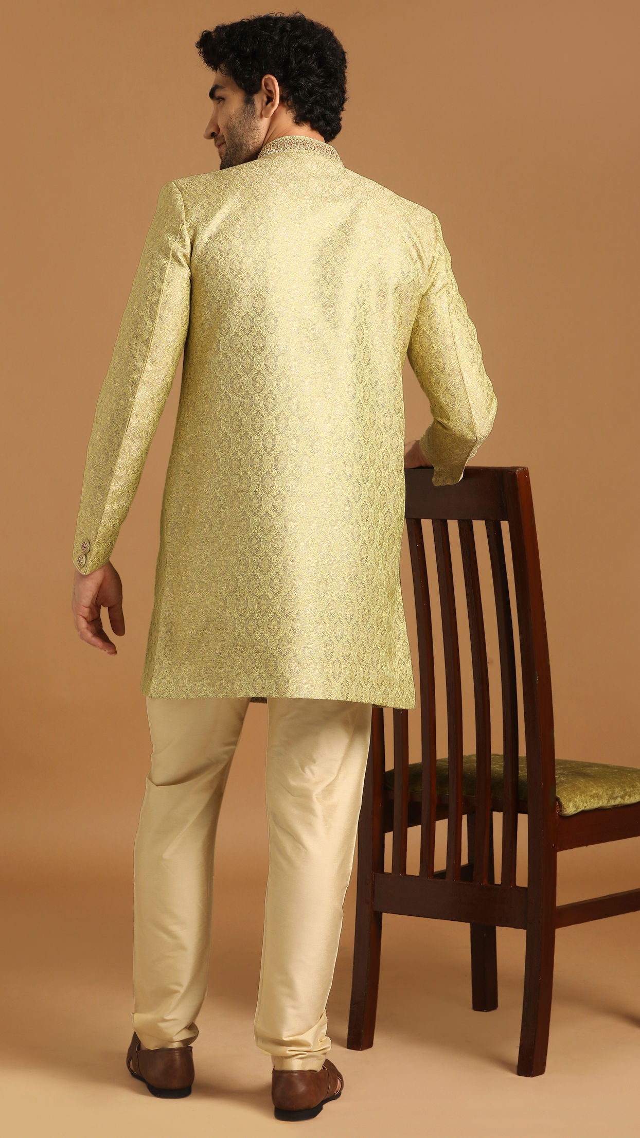 alt message - Manyavar Men Charismatic Green Indo Western image number 2