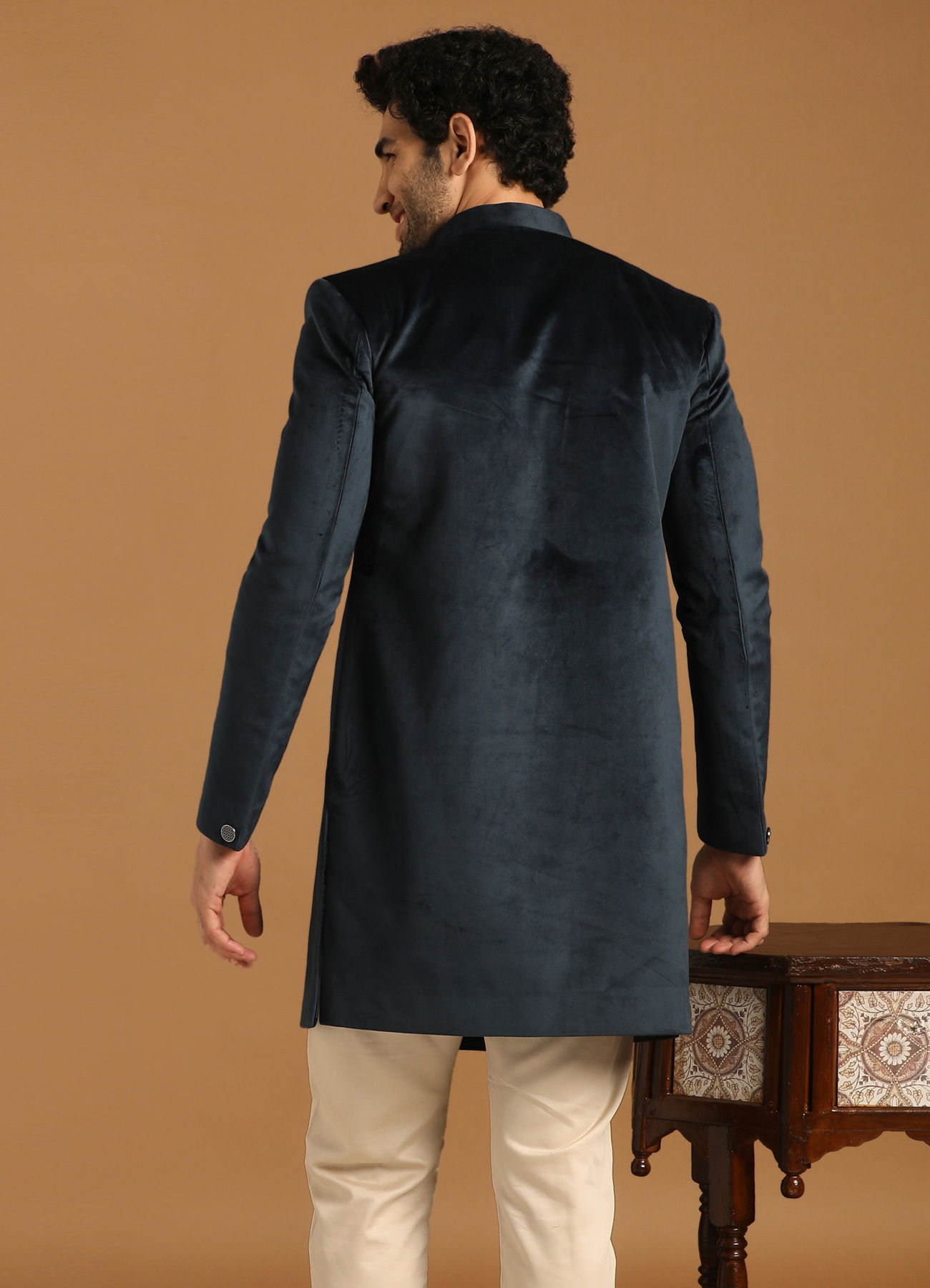 Manyavar Men Feroze Velvet Indo Western