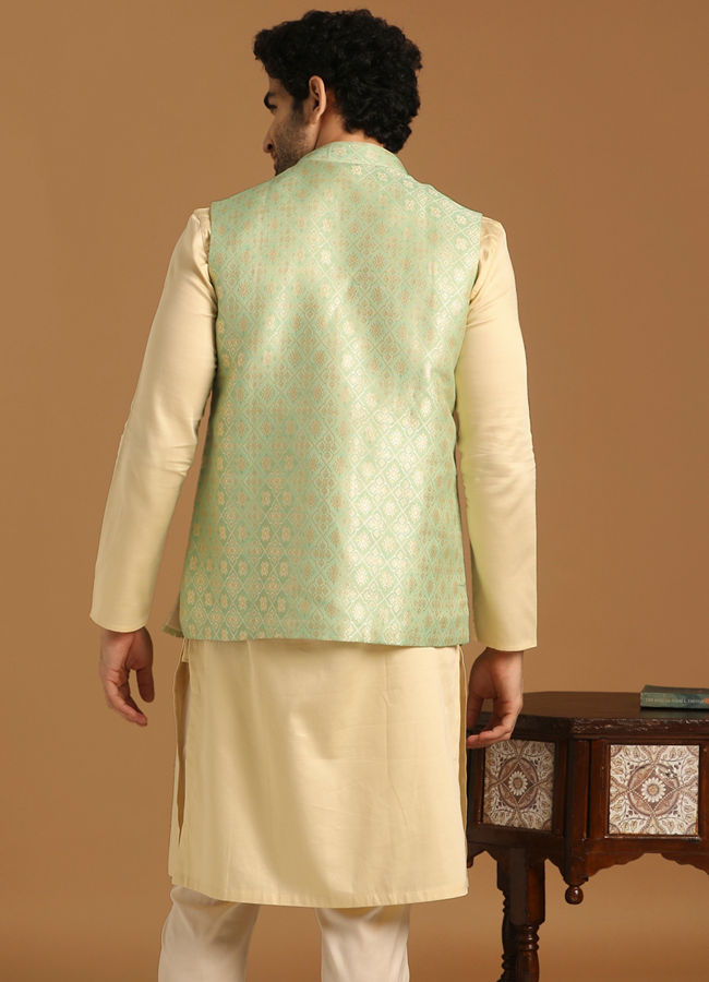 Manyavar yellow kurta outlet with jacket