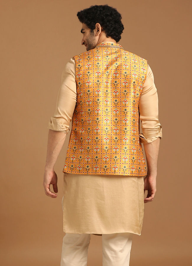 Light Orange Kurta Jacket Set image number 2