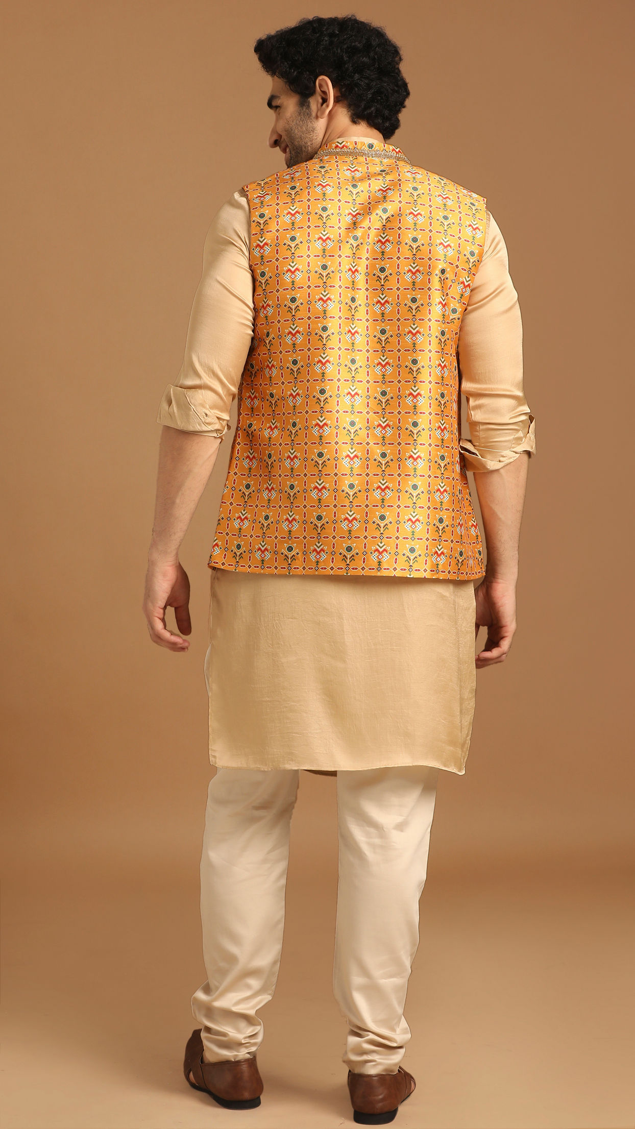 Light Orange Kurta Jacket Set image number 2