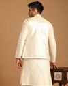 Manyavar Men Off White Embellished Festive Kurta Jacket Set