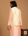 Manyavar Men Beige And Pink Floral Kurta Jacket