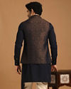 alt message - Manyavar Men Blue Draped Kurta Jacket Set image number 2