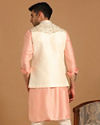 Cream And Gajaree Kurta Jacket Set image number 2