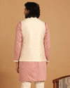 Manyavar Men Self Design Cream Kurta Jacket Set