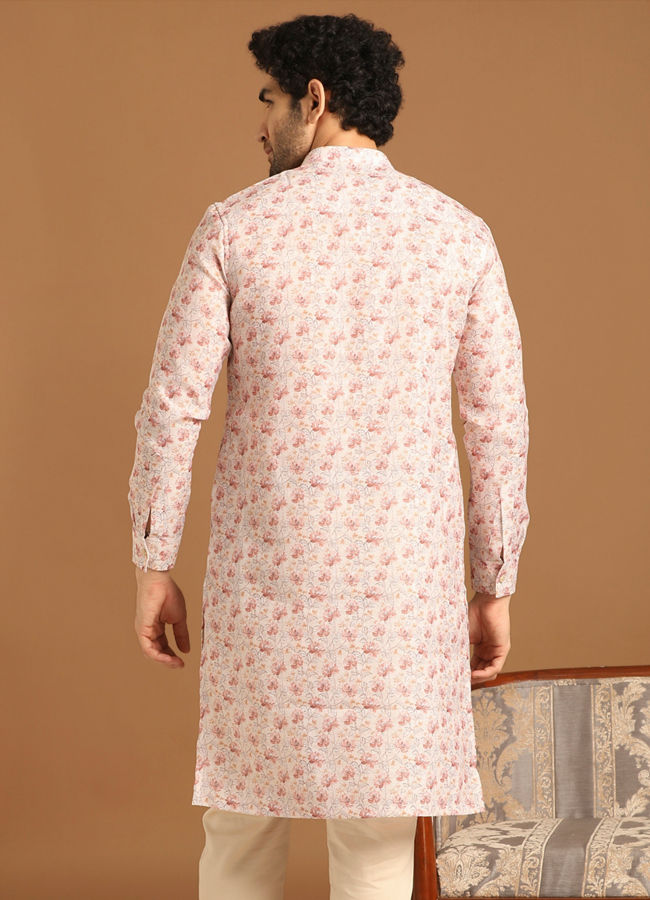 Manyavar Men Biscuit Shade Casual Kurta