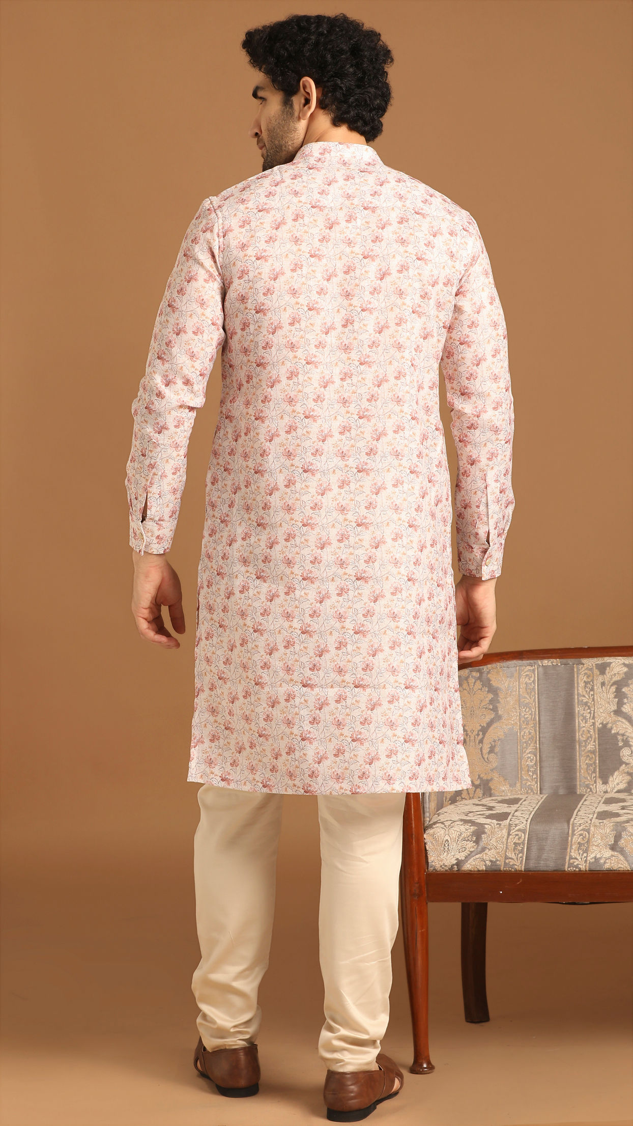 Manyavar Men Biscuit Shade Casual Kurta