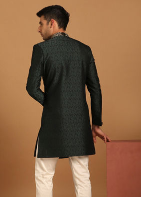 alt message - Manyavar Men Suave Green Indo Western With Dupatta image number 2