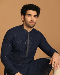 Manyavar Men Blue Georgette Kurta Set