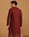 alt message - Manyavar Men Maroon Georgette Kurta Set image number 2