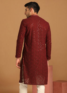 Maroon Georgette Kurta Set image number 2