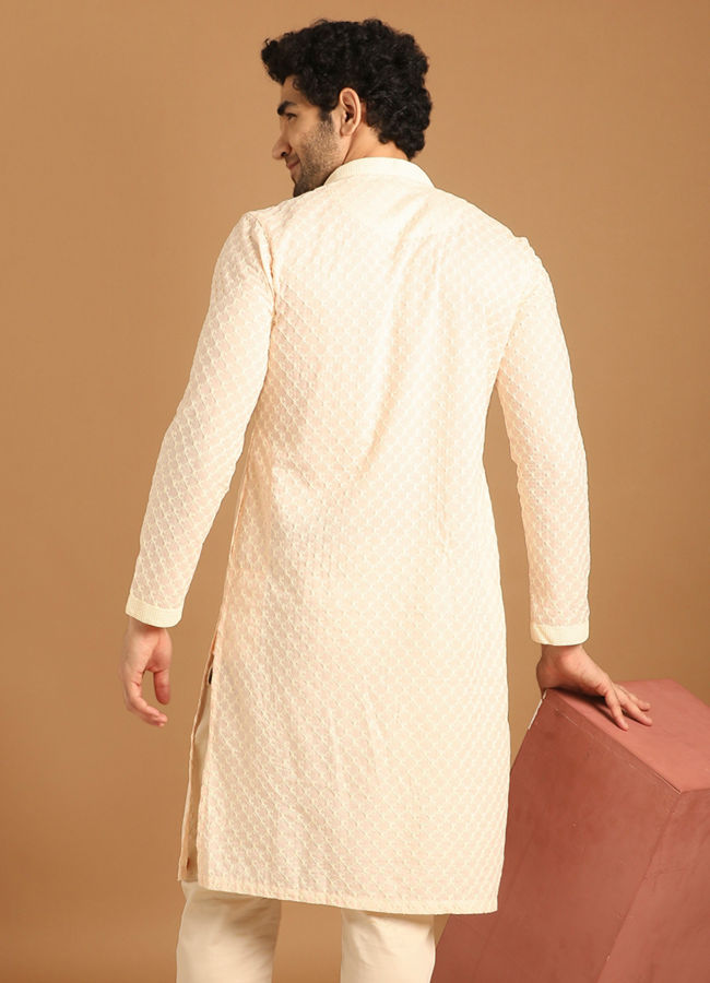 Faded Pink Chikankari Kurta Set image number 2