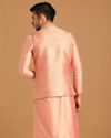 Gajaree Pink Celebration Wear Kurta Jacket Set image number 2