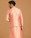 alt message - Manyavar Men Gajaree Pink Celebration Wear Kurta Jacket Set image number 2