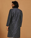 alt message - Manyavar Men Royal Blue Self Design Kurta Pajama image number 2