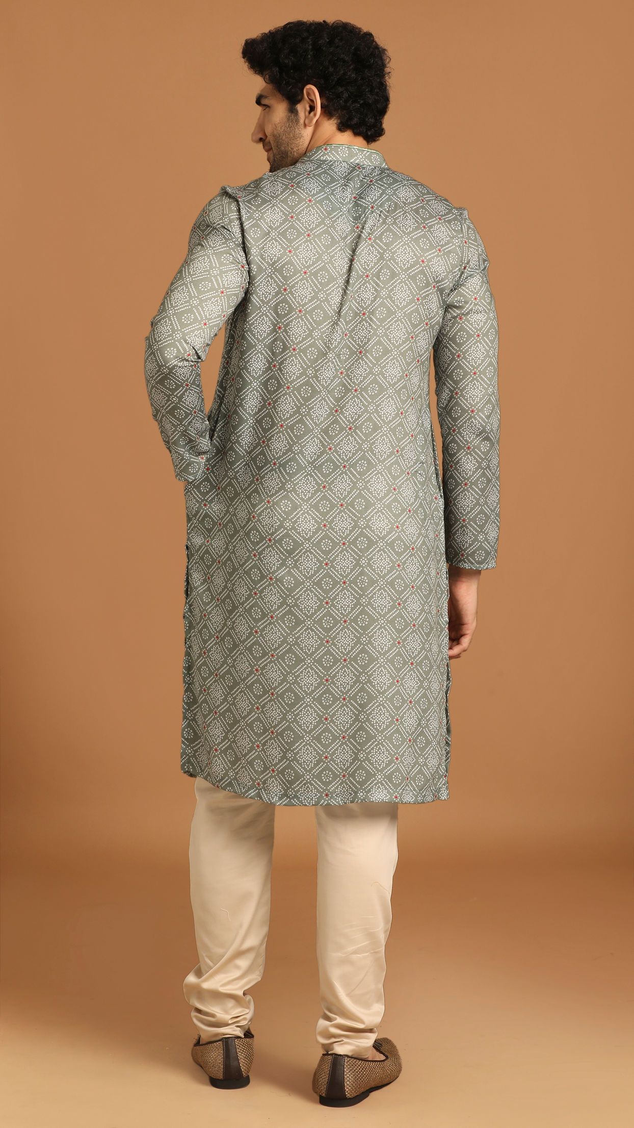 Manyavar Men Olive Green Kurta Pajama Set