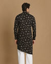 alt message - Manyavar Men Black Side Open Floral Print Kurta image number 2