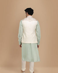 Manyavar Men Lavish Cream Kurta Jacket Set