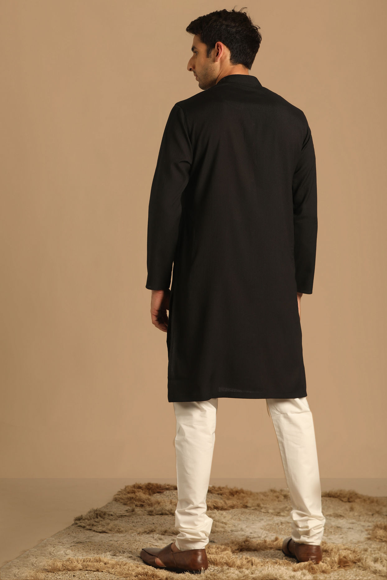 Manyavar Men Casual Black Kurta