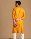 alt message - Manyavar Men Mustard Yellow Kurta With Neck Detailing image number 2