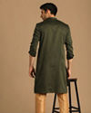 Manyavar Men Moss Green Side Open Kurta