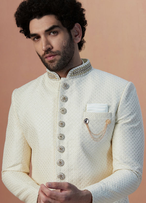 Manyavar Men Sesame White Indo Western