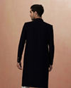 Manyavar Men Blue Rayon Self Texture Embroidered Sherwani