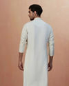 Manyavar Men Sesame White Self Embroidered Kurta Pajama