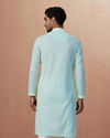 alt message - Manyavar Men Aqua Green Chikankari Kurta Pajama image number 3