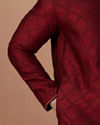 alt message - Manyavar Men Merlot Red Jacquard Kurta Pajama image number 2