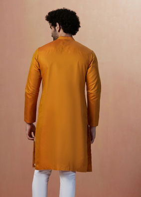 alt message - Manyavar Men Mustard Yellow Side Open Kurta image number 2