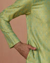 alt message - Manyavar Men Pastel Green Jacquard Kurta Pajama image number 2