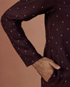 Manyavar Men Plum Booti Print Kurta Pajama