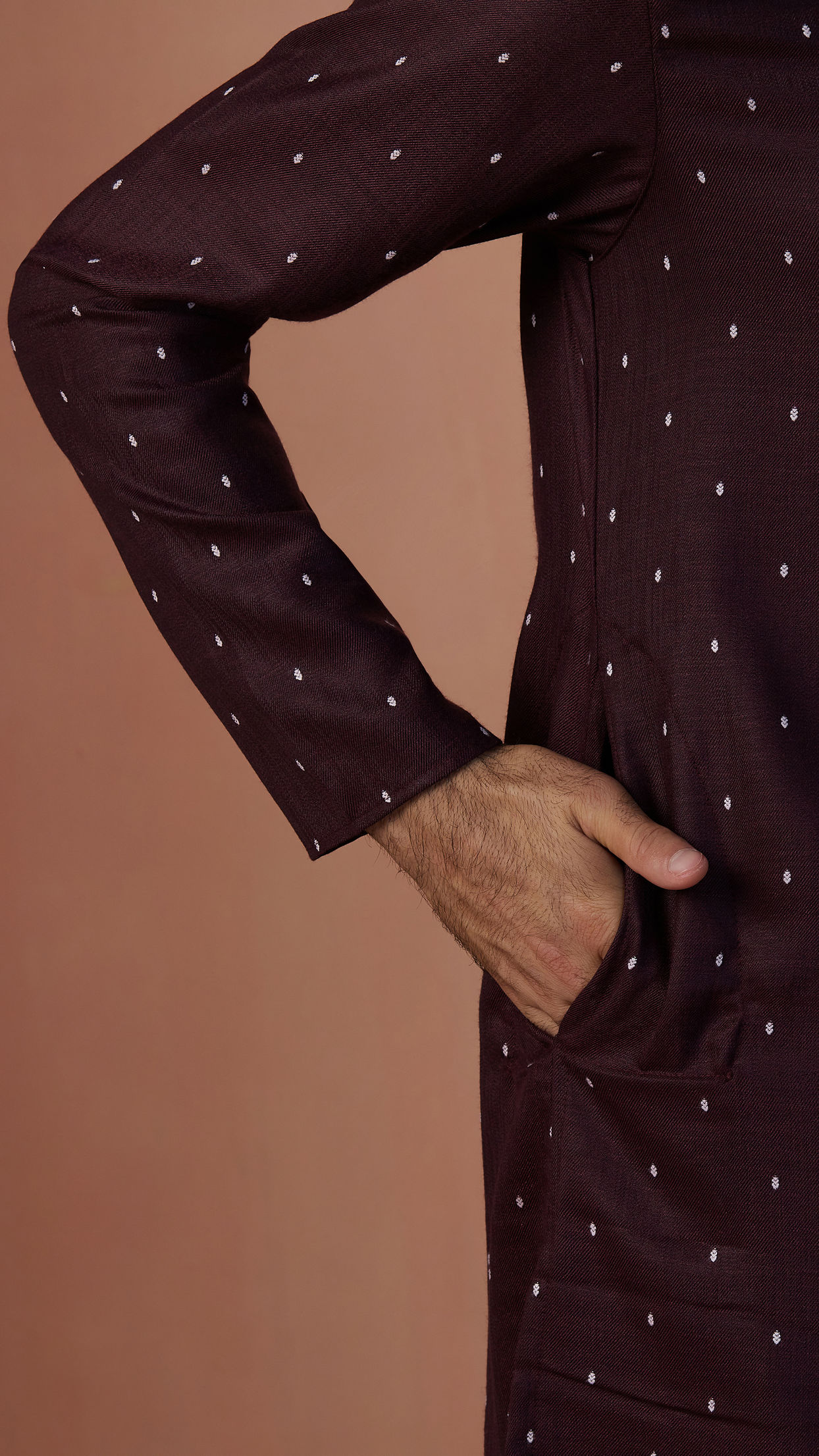 Manyavar Men Plum Booti Print Kurta Pajama