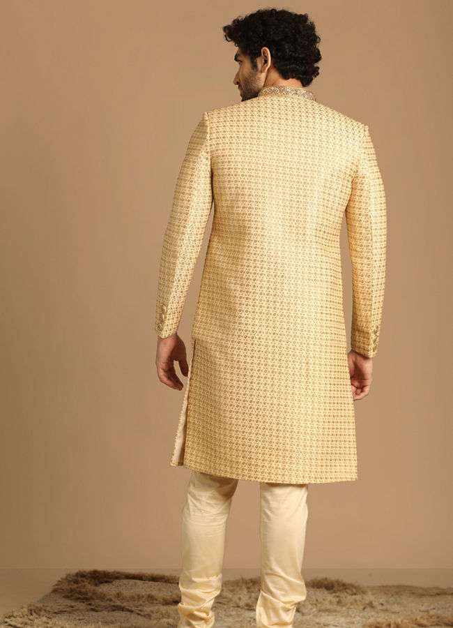 Manyavar Men Nouvelle Beige Sherwani