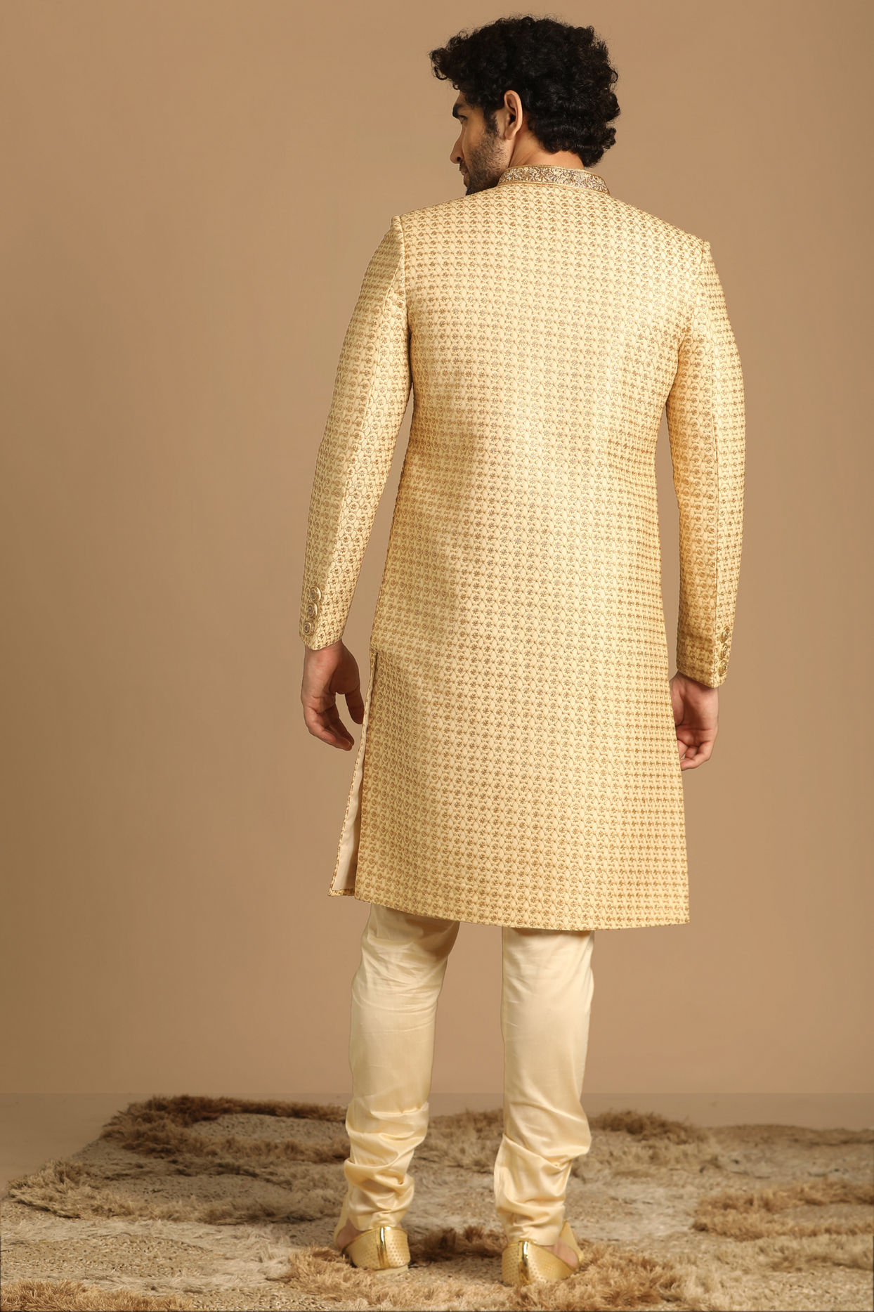 Manyavar Men Nouvelle Beige Sherwani