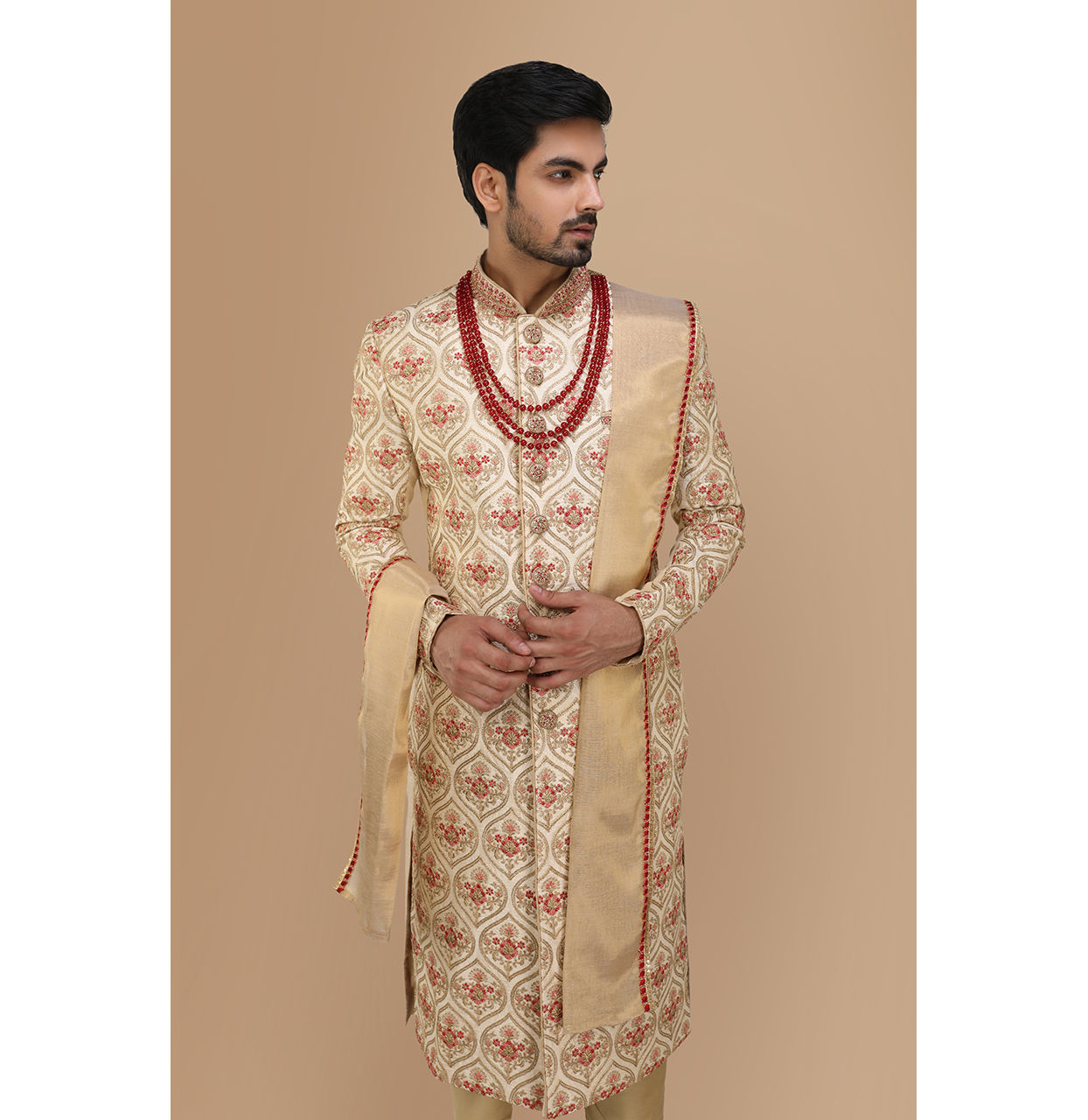 Glamorous Biscuit Color Sherwani image number 0