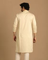 alt message - Manyavar Men Printed Work Cream Kurta Set image number 2