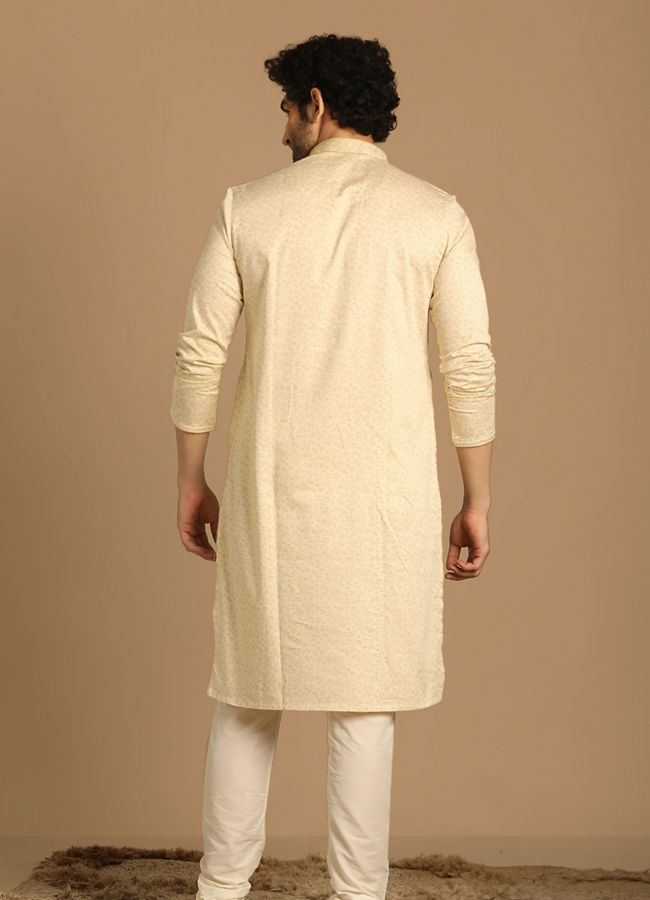 Printed Work Cream Kurta Set image number 2