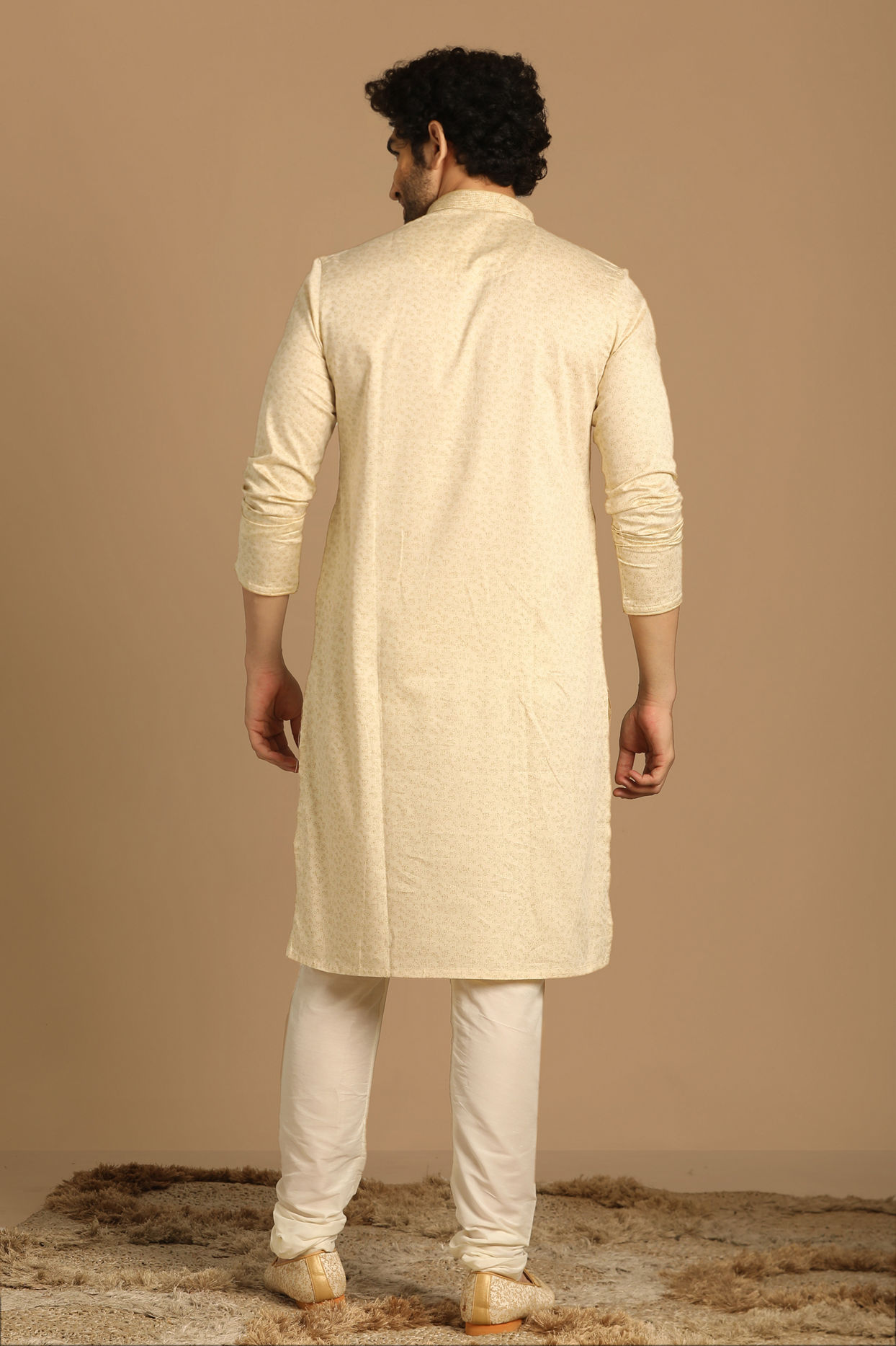 Printed Work Cream Kurta Set image number 2