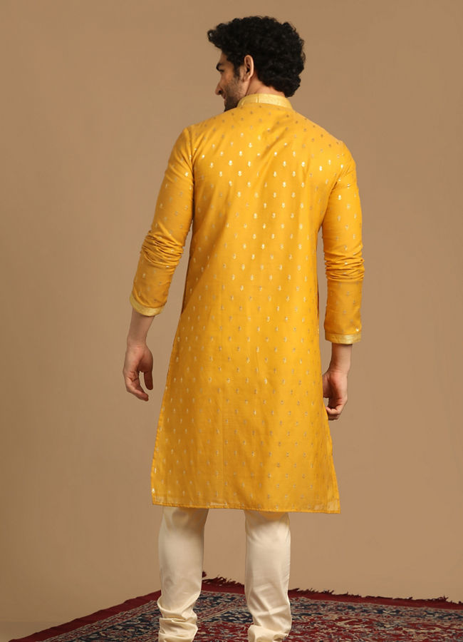 Mustard Chanderi Kurta Set image number 2