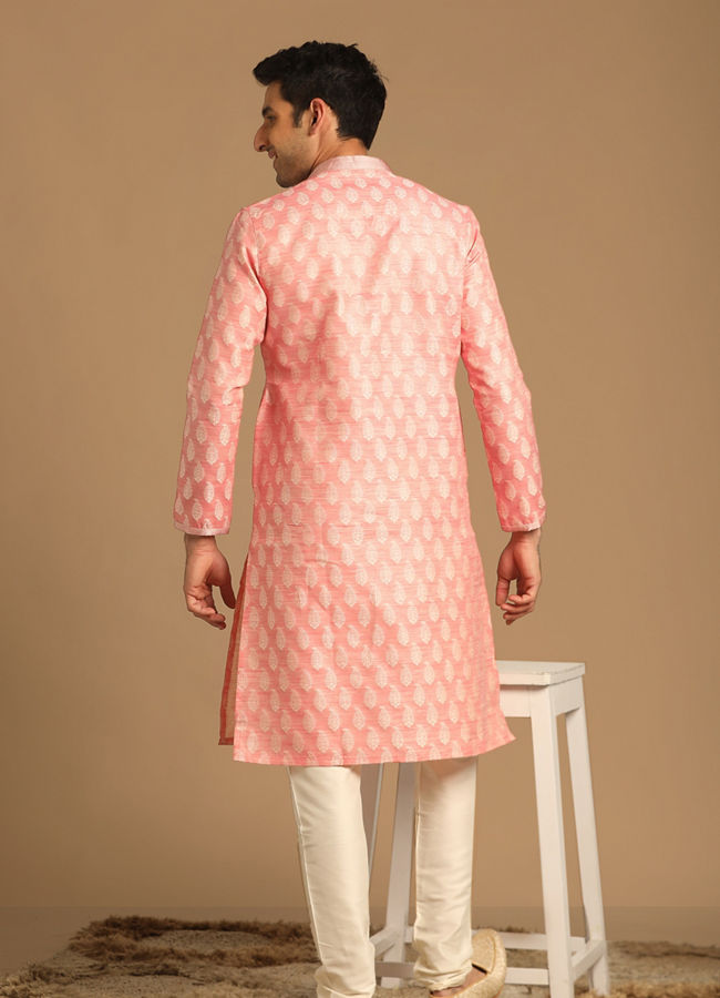 Manyavar Men Pastel Pink Kurta Set