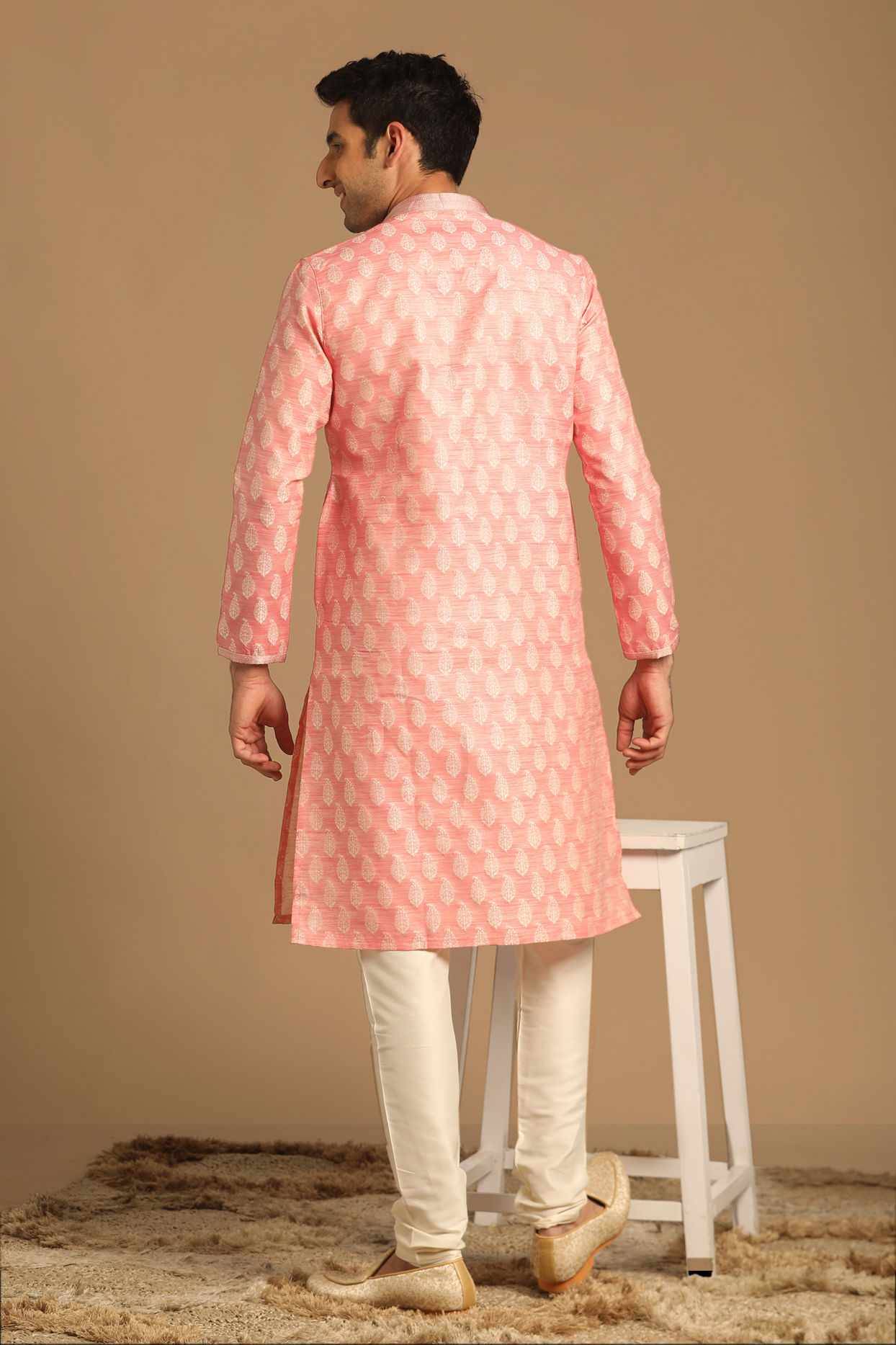 Manyavar Men Pastel Pink Kurta Set