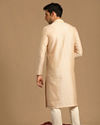 alt message - Manyavar Men Cream Jacquard Kurta Set image number 2