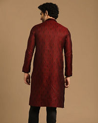 Manyavar Men Vibrant Maroon Kurta Set